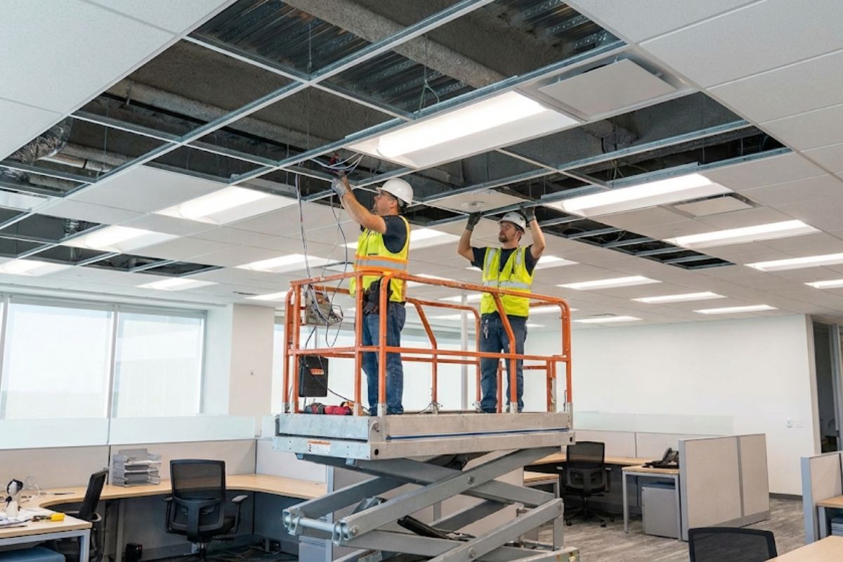 Commercial LED lighting installation in Central Coast office